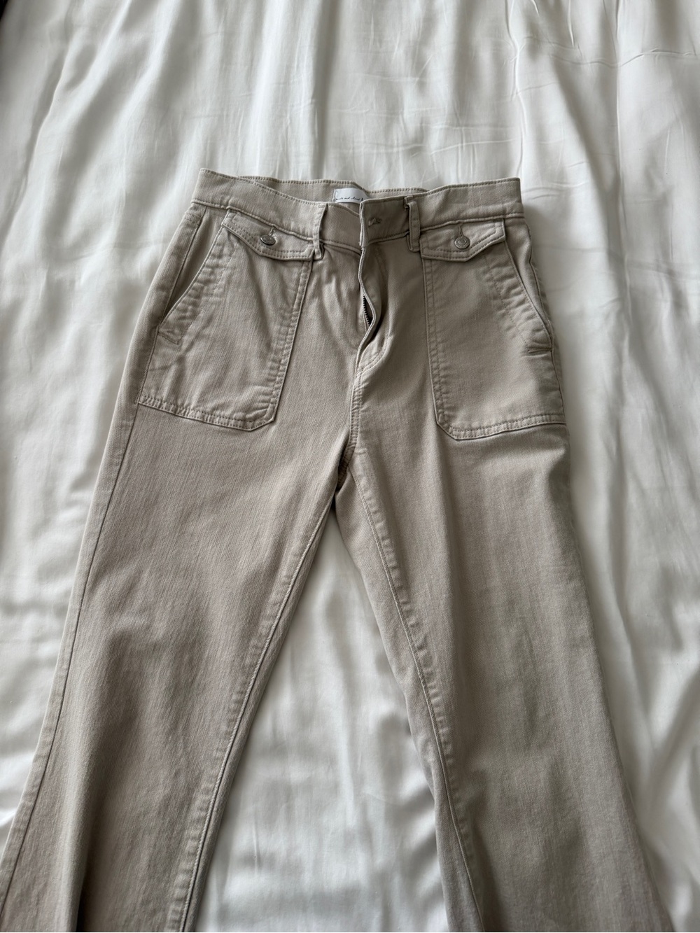 LOFT Beige Straight-Leg Utility Pants